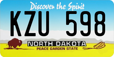 ND license plate KZU598