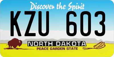 ND license plate KZU603