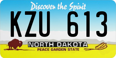 ND license plate KZU613