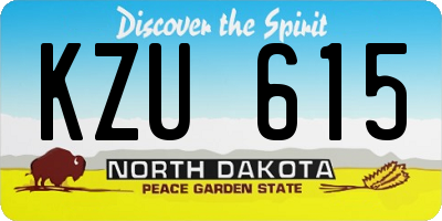 ND license plate KZU615