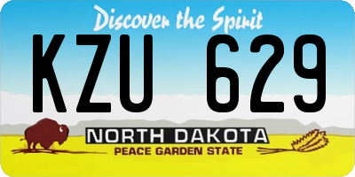 ND license plate KZU629