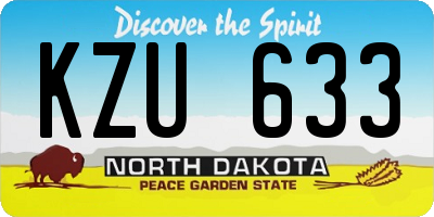 ND license plate KZU633