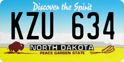 ND license plate KZU634