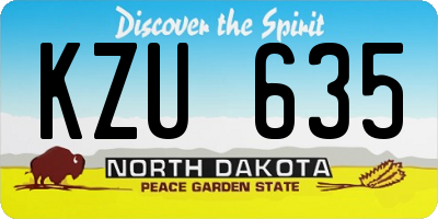 ND license plate KZU635