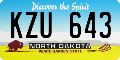 ND license plate KZU643