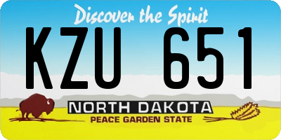 ND license plate KZU651