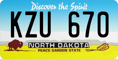 ND license plate KZU670