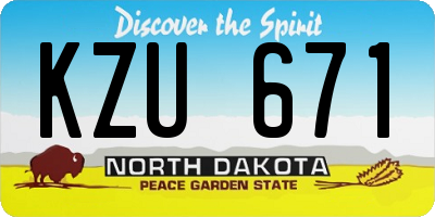 ND license plate KZU671