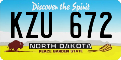 ND license plate KZU672