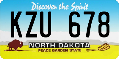 ND license plate KZU678