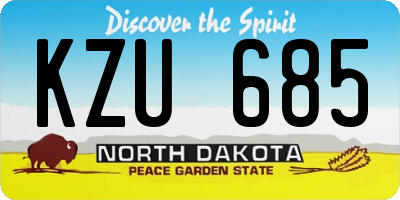 ND license plate KZU685