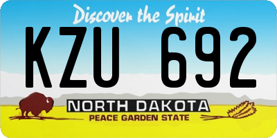 ND license plate KZU692