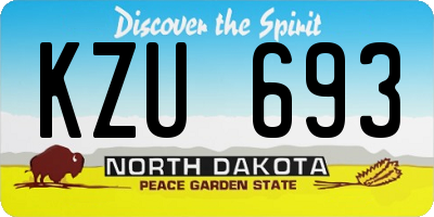 ND license plate KZU693