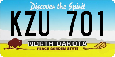 ND license plate KZU701