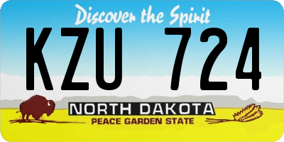 ND license plate KZU724