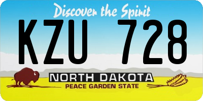 ND license plate KZU728