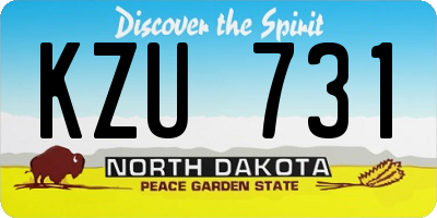 ND license plate KZU731