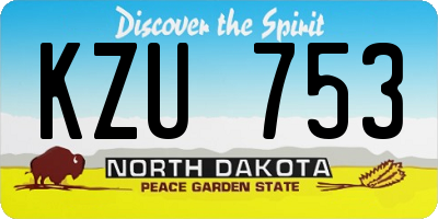 ND license plate KZU753