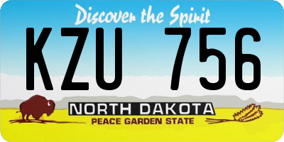 ND license plate KZU756