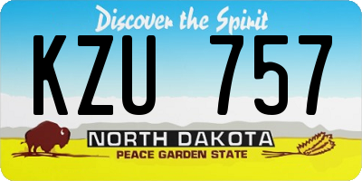 ND license plate KZU757