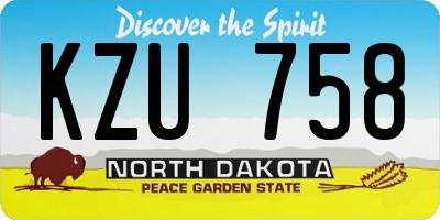 ND license plate KZU758