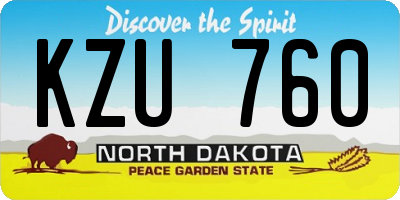 ND license plate KZU760