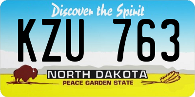 ND license plate KZU763