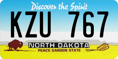 ND license plate KZU767