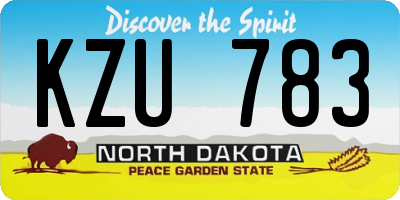 ND license plate KZU783