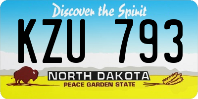 ND license plate KZU793