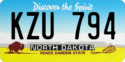 ND license plate KZU794