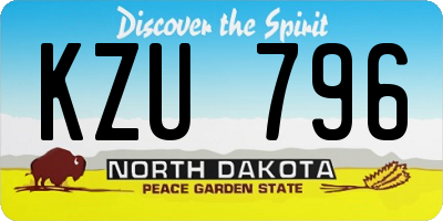 ND license plate KZU796