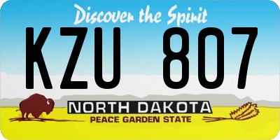 ND license plate KZU807