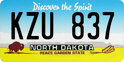 ND license plate KZU837