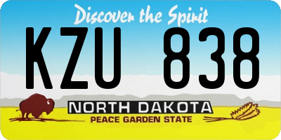 ND license plate KZU838