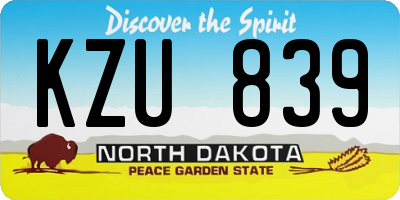 ND license plate KZU839