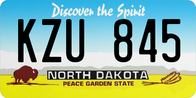 ND license plate KZU845