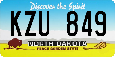 ND license plate KZU849