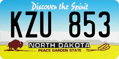 ND license plate KZU853