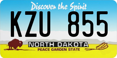 ND license plate KZU855