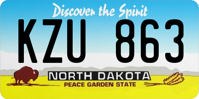 ND license plate KZU863