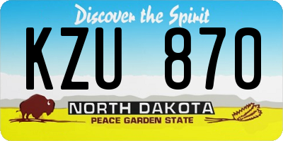 ND license plate KZU870