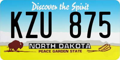 ND license plate KZU875