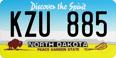 ND license plate KZU885