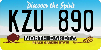 ND license plate KZU890