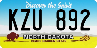 ND license plate KZU892