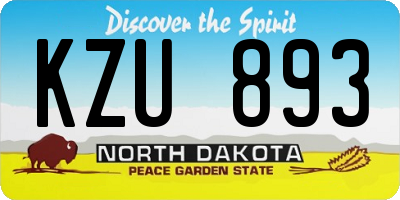 ND license plate KZU893