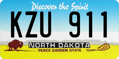 ND license plate KZU911