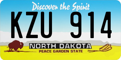 ND license plate KZU914