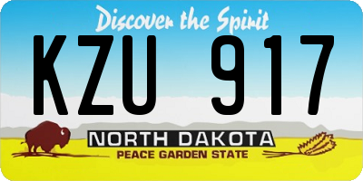 ND license plate KZU917